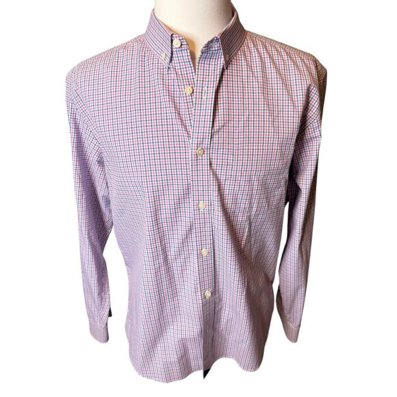 Untuckit Pink Blue Plaid Shirt Men's XL Classic Fit Button Down No Iron Cotton - Picture 1 of 7